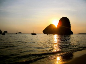 sunset over railay