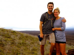 Josh and Caroline on a mountain in Galapagos