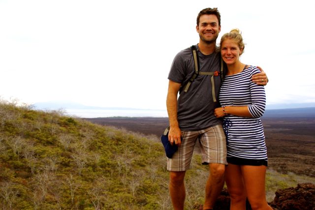 Josh and Caroline on a mountain in Galapagos