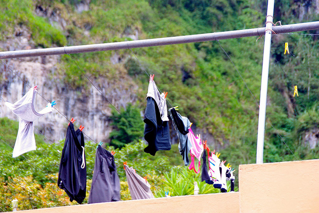 Our clothes hanging in Banos ecuador