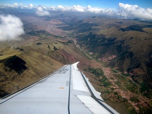 flight to easter island, view from window