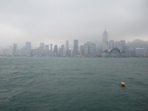 hong kong skyline, fog
