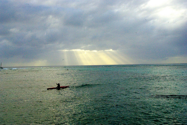 kayak on Waikiki beach in hawaii